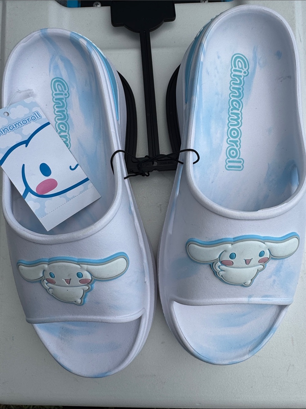 Cinnamoroll Kids Slide Sandals in White and Light Blue